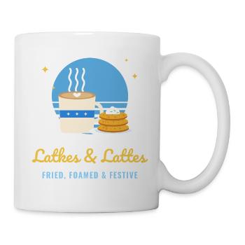 Latkes und Lattes lustiges Chanukka - Tasse - Weiß - Rechts