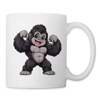 Gorilla Kawaii Style – Süßer Dschungelriese - Tasse - Weiß - Rechts