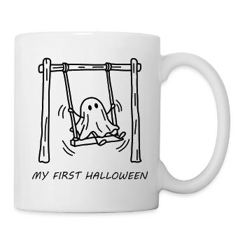 My First Halloween - Süßes Gespenst auf Schaukel - Tasse - Weiß - Rechts