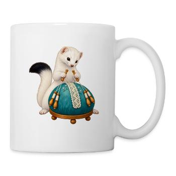 Hermelin am Klöppelkissen - Tasse - Weiß - Rechts