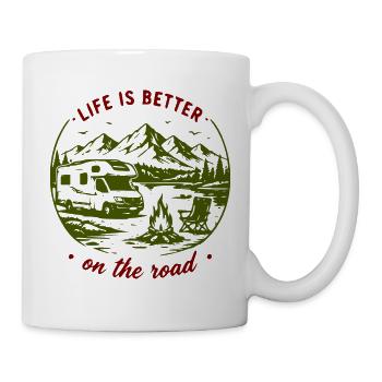 Roadtrip im Freien: Berge und Van - Tasse - Weiß - Rechts