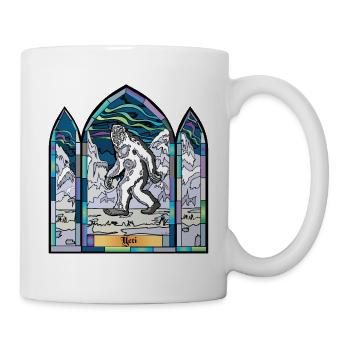 Buntglas-Yeti in Schneelandschaft - Tasse - Weiß - Rechts
