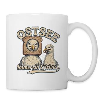 lustige Ostsee Möwe - Tasse - Weiß - Rechts