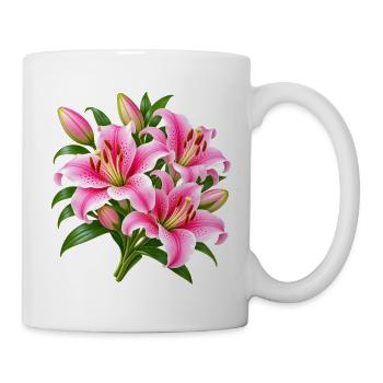 Pink Lily Bouquet Burst - Tasse - Weiß - Rechts