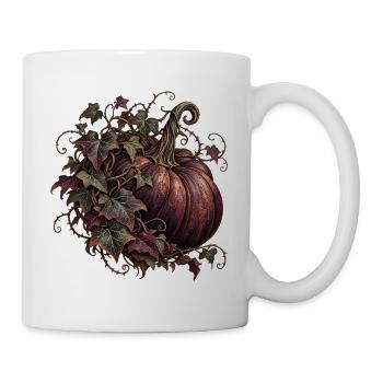 Dunkler Kürbis mit Efeu - Tasse - Weiß - Rechts
