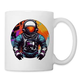 Astronaut im Weltall Bunt - Tasse - Weiß - Rechts