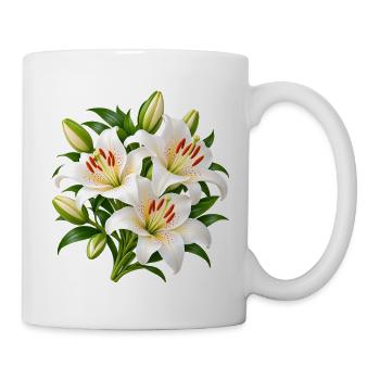 Weiße Lilien-Blumenstrauß-Kunst - Tasse - Weiß - Rechts