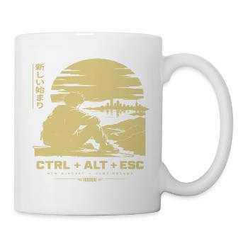 Neuanfang am Horizont: CTRL ALT ESC - Tasse - Weiß - Rechts