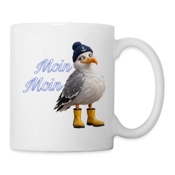 Moin Moin Möwe - Tasse - Weiß - Rechts