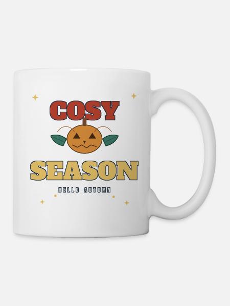 Gemütlicher Kürbis Hallo Herbst - Tasse - Weiß