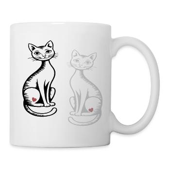 zwei Katzen - Tasse - Weiß - Rechts