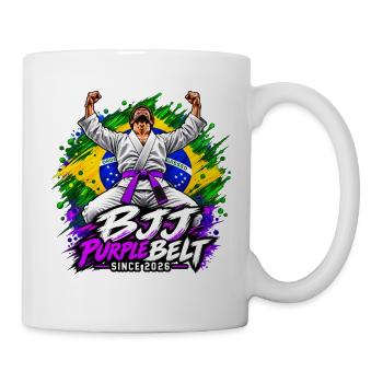 BJJ Lila Gürtel seit 2026 - Tasse - Weiß - Rechts