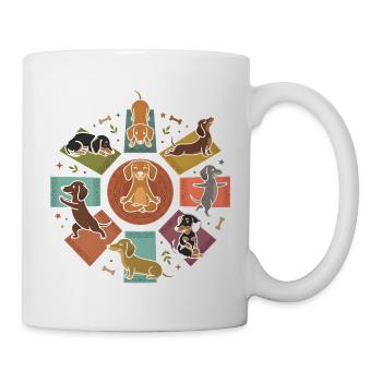 Dackel Yoga Mandala Niedlicher Hund Entspannung - Tasse - Weiß - Rechts