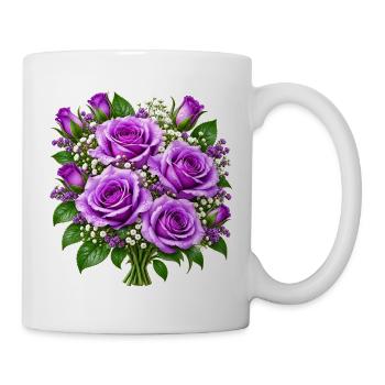 Lavendelrosen-Straußdruck - Tasse - Weiß - Rechts