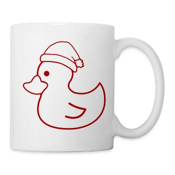 Weihnachtsente Silhouette mit Mütze - Tasse - Weiß - Rechts