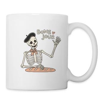Bone Jour – Skelettgruß - Tasse - Weiß - Rechts