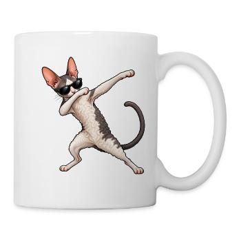 Dabbing Cornish Rex – Coole Lockenkatze - Tasse - Weiß - Rechts