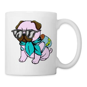 Mops-Reisender - Tasse - Weiß - Rechts
