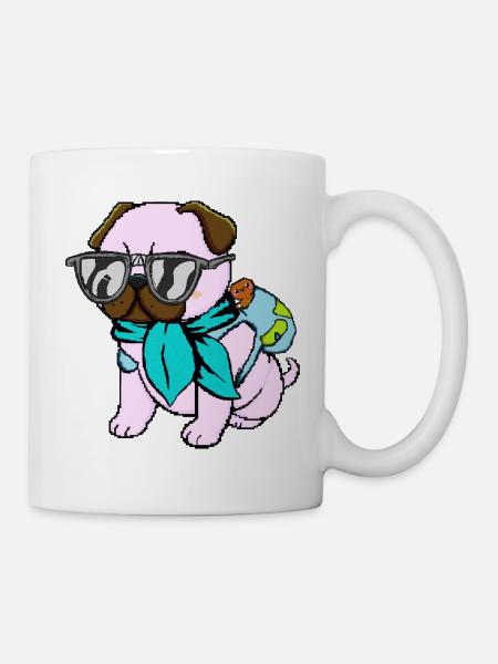Mops-Reisender - Tasse - Weiß