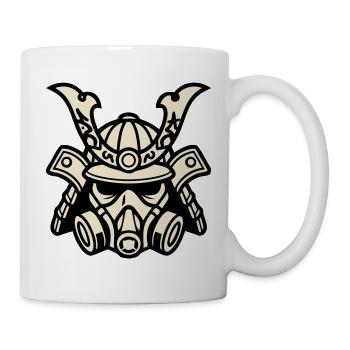 Cyber Samurai Gasmaske Logo - Tasse - Weiß - Rechts
