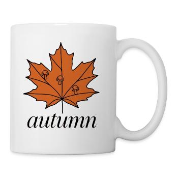Autumn Herbst Ahornblatt Pilze Natur Damen T-Shirt - Tasse - Weiß - Rechts