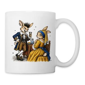Punk Bunny Serie: Hasen-Paar im Barocksalon - Tasse - Weiß - Rechts