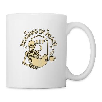 Lesen in Frieden-Skelett - Tasse - Weiß - Rechts