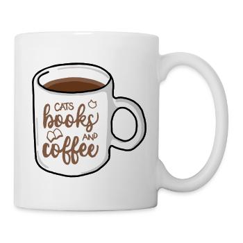 Cats, Books and Coffee - Tasse - Weiß - Rechts