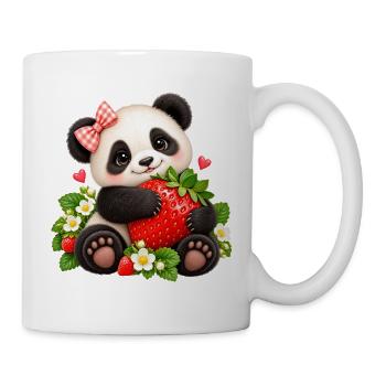 Süßer Panda mit Erdbeere - Tasse - Weiß - Rechts