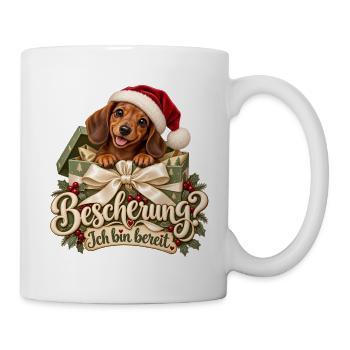 Weihnachtsdackel bereit - Tasse - Weiß - Rechts