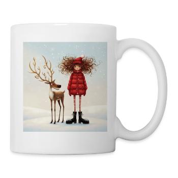 Winterfreundschaft im Schnee - Tasse - Weiß - Rechts