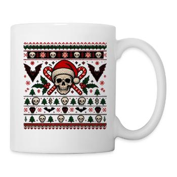 Skull Santa Candy Cane Muster - Tasse - Weiß - Rechts
