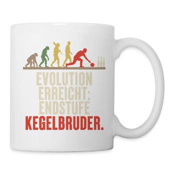 Evolution Endstufe Kegelbruder – Kegeln Spruch - Tasse - Weiß - Rechts