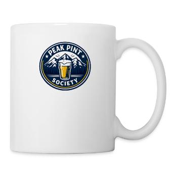 Peak Pint Society Logo mit Bergpanorama - Tasse - Weiß - Rechts
