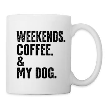 Weekends Coffee & My Dog – Hunde Kaffee Liebe - Tasse - Weiß - Rechts