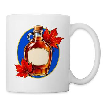 Ahornsirupflasche mit roten Herbstblättern - Tasse - Weiß - Rechts