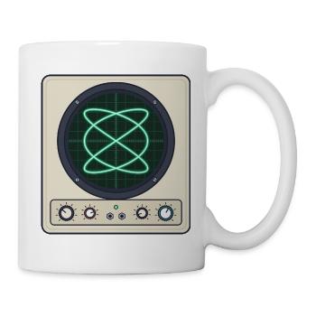 Vintage-Oszilloskop mit leuchtender Kurve - Tasse - Weiß - Rechts