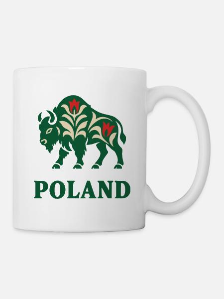 Polnische Bison-Volkskunst Polen Souvenir - Tasse - Weiß