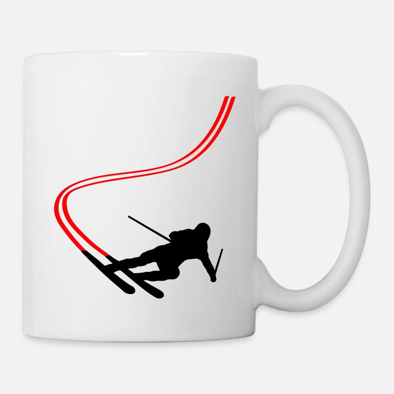 Abfahrt Ski Berge Wintersport - Tasse - Weiß