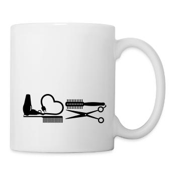 Friseur-Werkzeuge / Hair Stylist Tools (B 1c) - Tasse - Weiß - Rechts