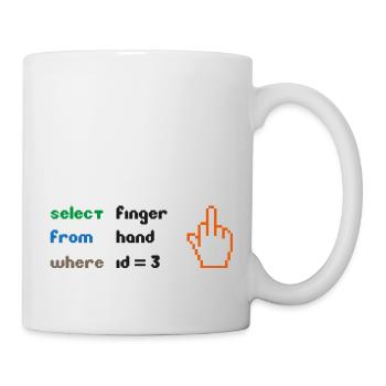 Funny SQL Query: 8-Bit Middle Finger for Geeks - Mug - white - Right