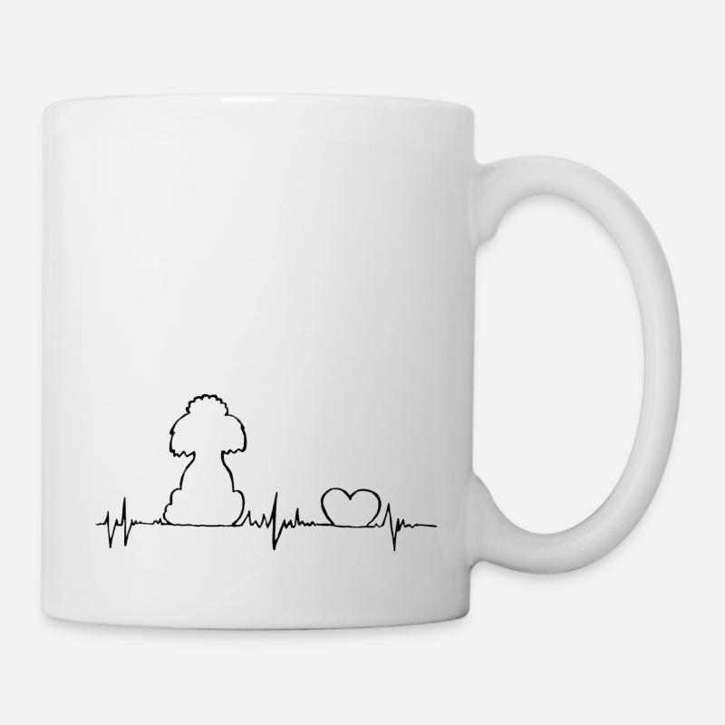 Die Herzlinie eines Pudels - heartbeat Pudel - Tasse - Weiß