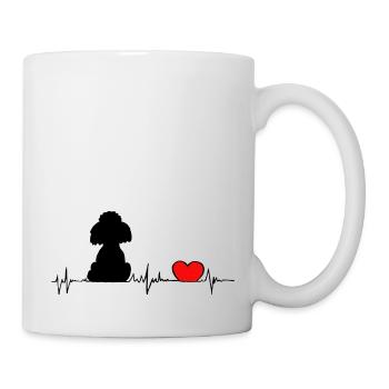 Poodle Heart Frequency - heartbeat black poodle - Mug - white - Right