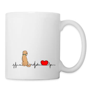 Poodle Heart Line - apricot Poodle with Red Heart - Mug - white - Right