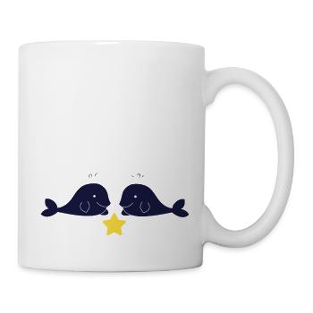 2 baleines - Mug blanc - blanc - Droite