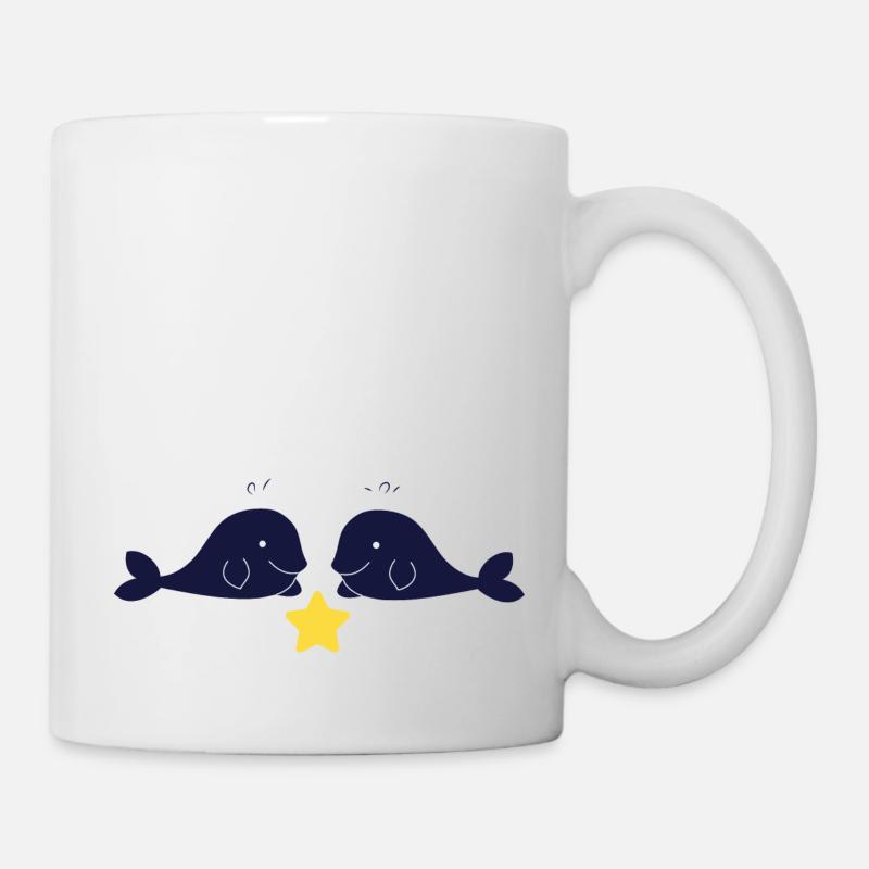 2 baleines - Mug blanc - blanc