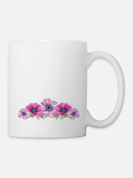 Fleurs d’anémone Fleur Rose Papillon Fleuriste - Mug blanc - blanc