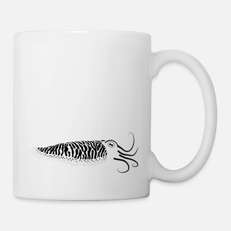 Squid, cuttlefish well camouflaged as black graphic - Mug - white