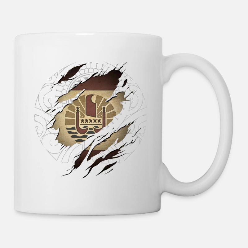 Drapeau Polynésie Française et tatouage polynesien - Mug blanc - blanc
