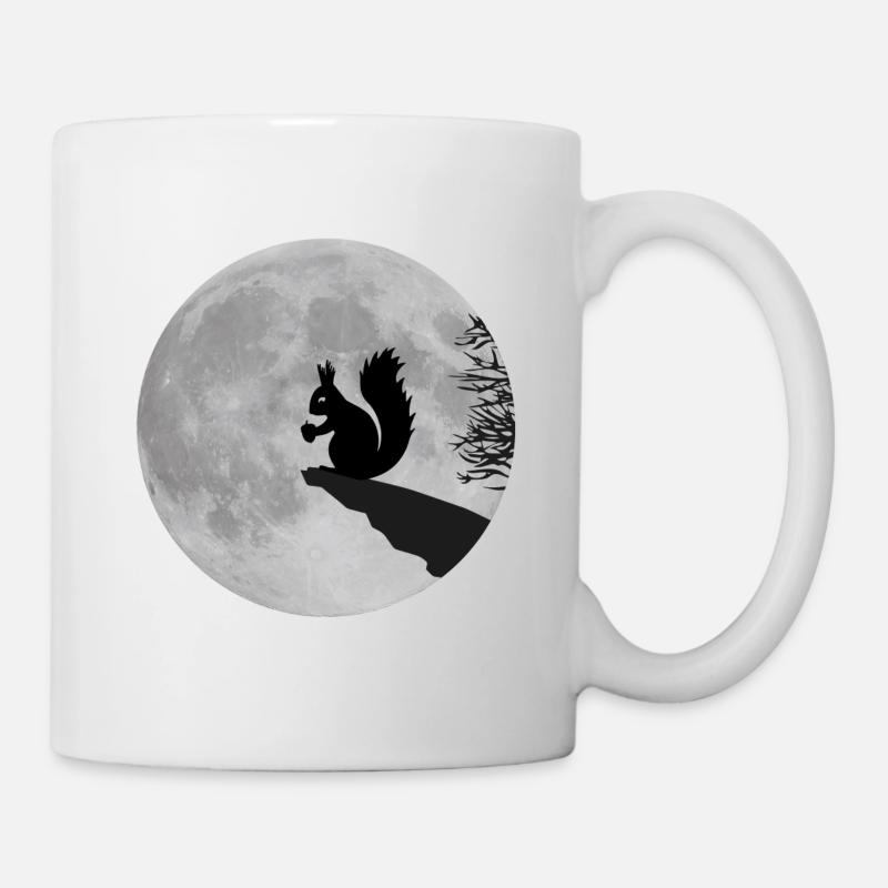 Mond Eichhörnchen Vollmond Nacht Eichel - Tasse - Weiß